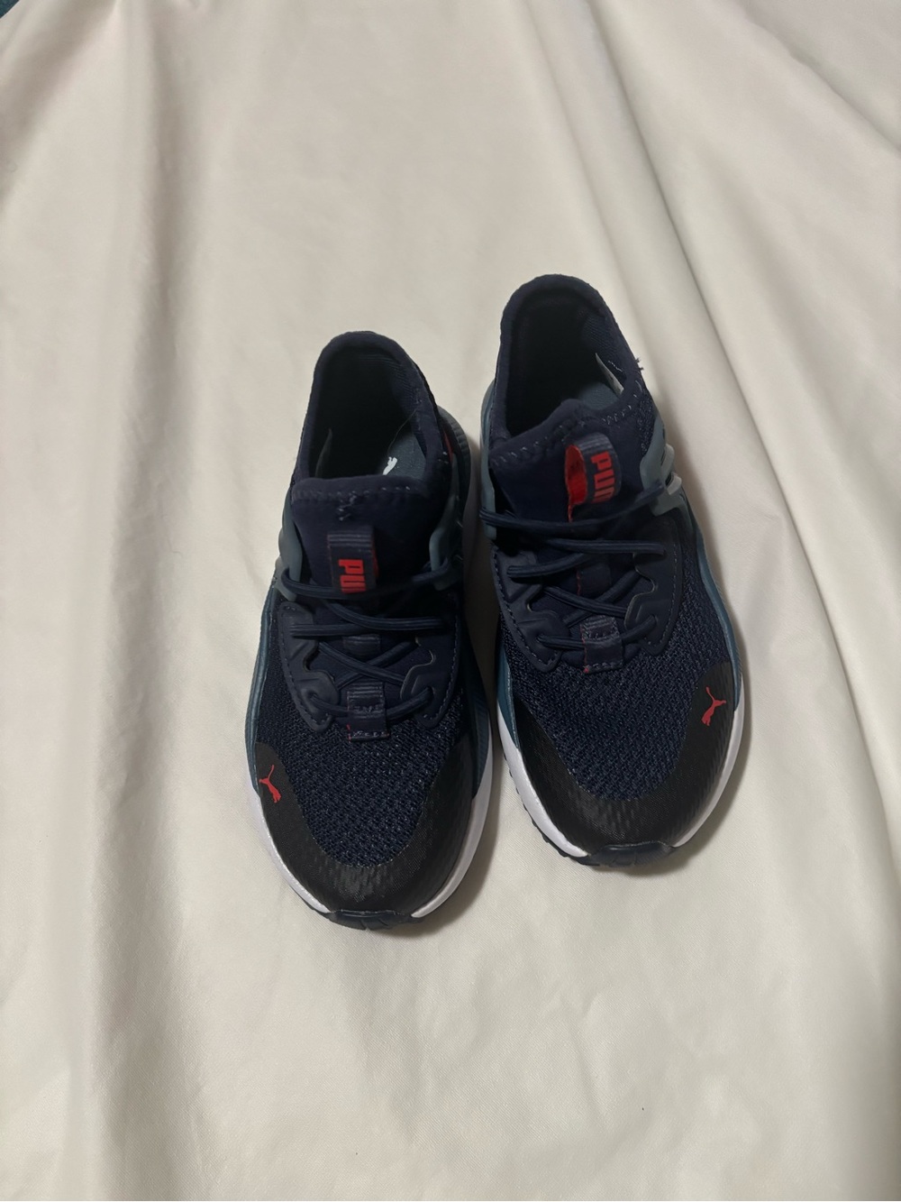 Puma Kids Navy Blue Red Athletic Running Sneakers SoftFoam Size 11